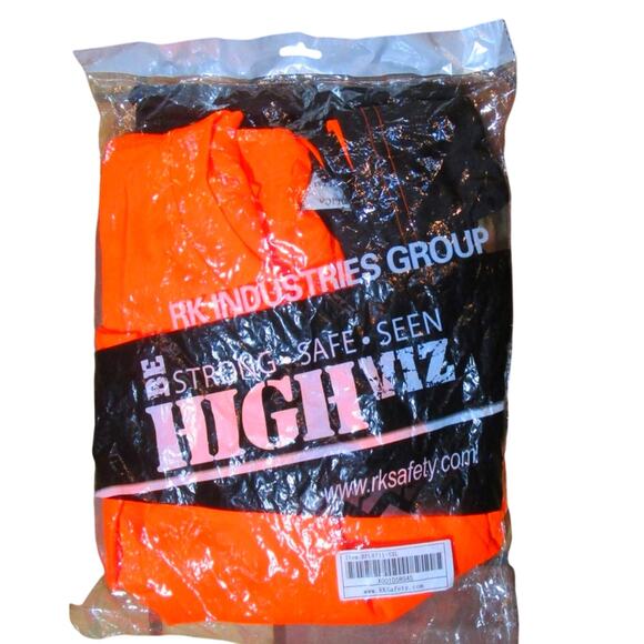 Men's Safety T-Shirt Hi-Viz Long Sleeve Black Orange Reflective Tapes Size 5XL - Picture 5 of 6